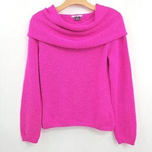 NELL Alpaca Sweater Hot Pink Off Shoulder